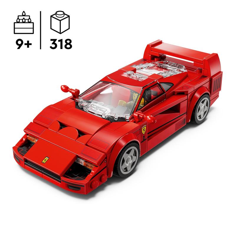 LEGO Speed Champions Ferrari F40 Supercar Buildable Vehicle, Toy Model Car for 9 Plus Year Old Boys and Girls, with Driver Minifigure, Kids' Bedroom Decoration, Gift Idea 76934 1