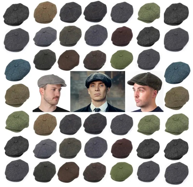 Mens Flat Caps UK 8 Panel Peaky Flat Baker Boy Hats Gatsby Tweed Newsboy Style Women Baker 1920s Hat Size S-XL