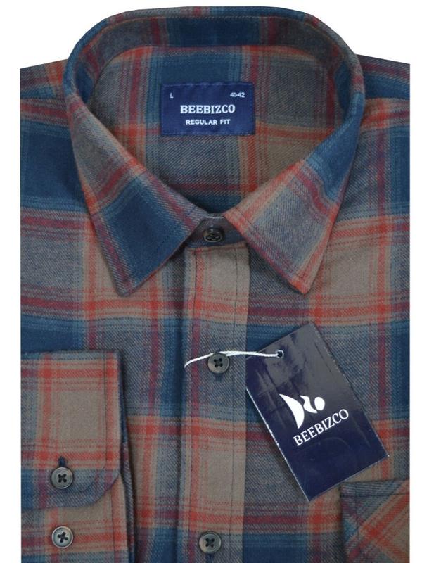 Beebizco Plaid Flannel Shirt Lumberjack Yarn Dyed Check Brushed 100% Cotton Menswear Checkered Checkered 7
