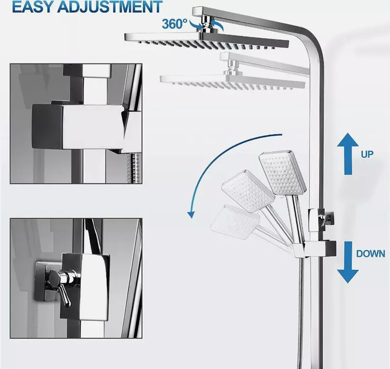 EVOLVE Chrome Square Thermostatic Shower Mixer Set Easy Fixing Kit WRAS Approved 3