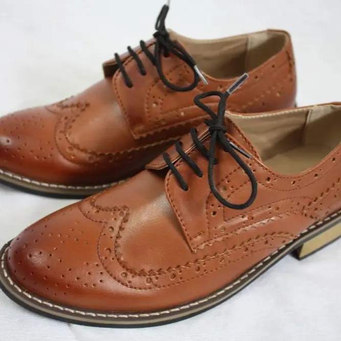 Boys Brogue Shoes Smart Black Brown Lace up Occassion Formal Wedding Party - SALE 1