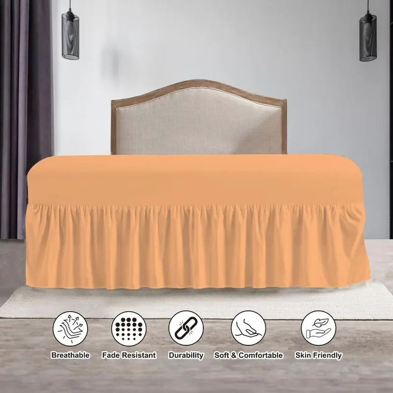 Easy Care Plain Dyed Polycotton Valance Sheet Super Soft Shrinkage Fade Resistant Frilled Valance Bed Skirts Extra Deep Fitted Valance Bed Sheets (Peach, King) 2