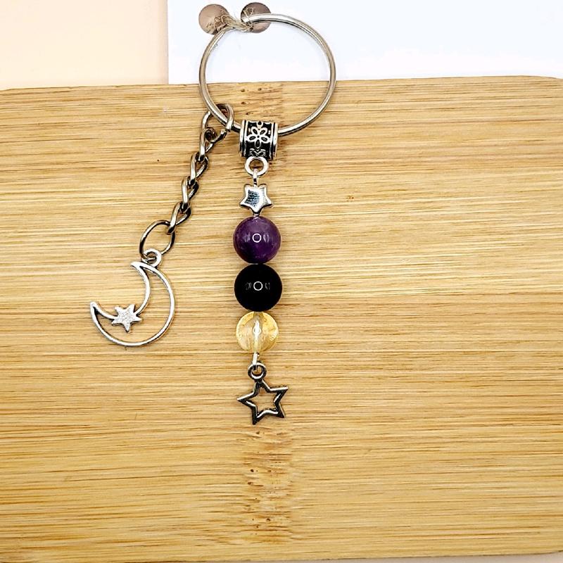 Sagittarius Gemstone Keyring, Zodiac Crystal Keychain 2