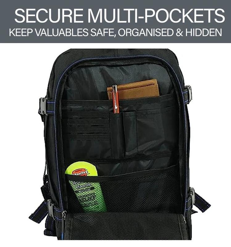 Black/Lime Cabin Friendly Rucksack With Multiple Zip, Lightweight cabin bag, Airline-friendly bag, Travel essentials bag 7