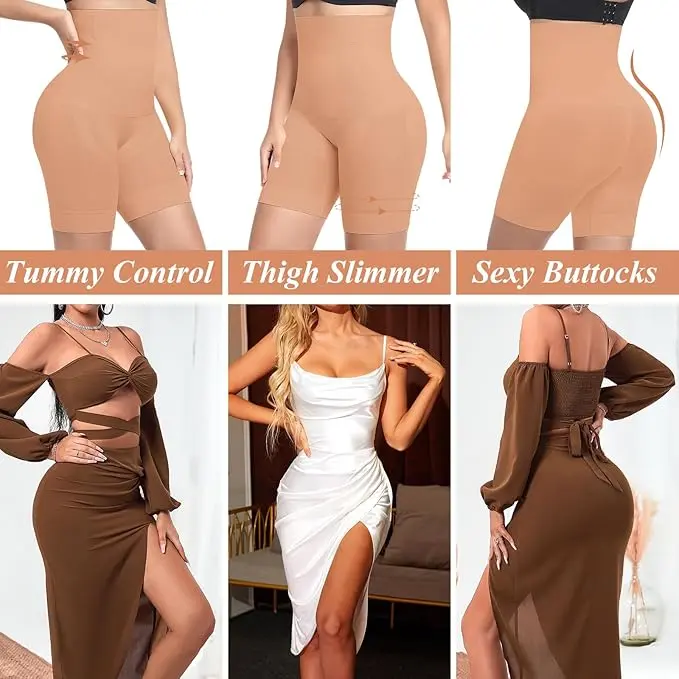 PloppyDolly 3PK Flexible Tummy Control Body Shaper Shorts, High Waisted Thigh Slimmer Smooths & Shapes Your Waist, Hips, and Thighs | Perfect for Everyday Wear or Special Occasions | Comfortable, Breathable Fabric for All-Day Support! Shapewear Womenswear 6