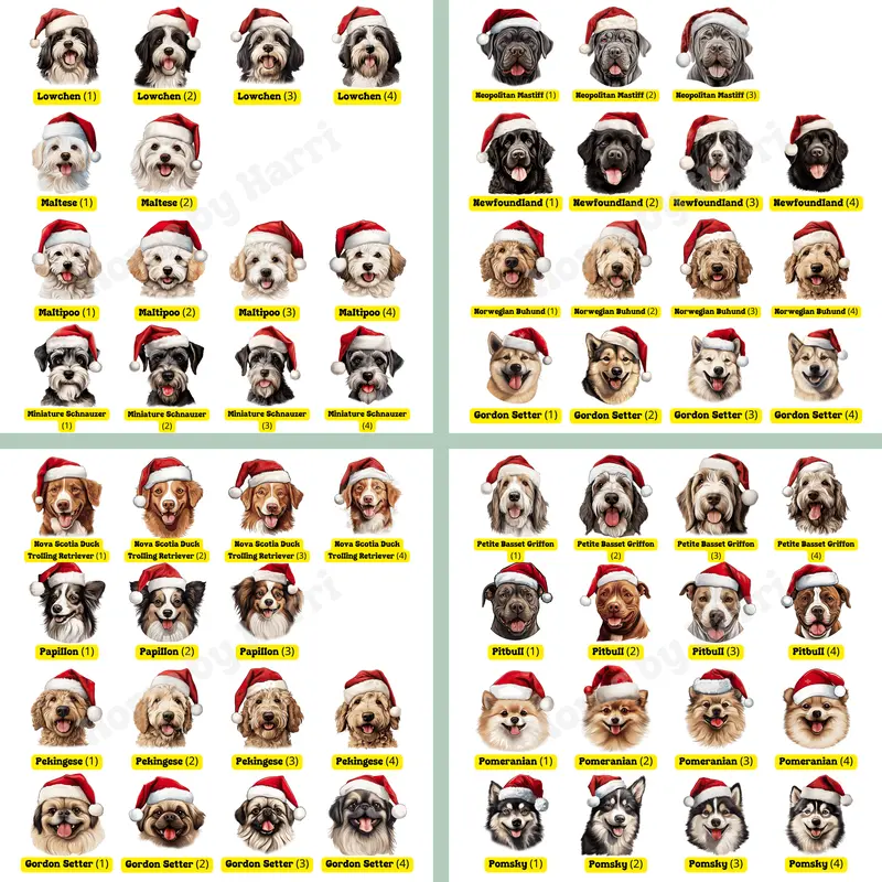 Christmas Santa Hat Dog Sacks/Stocking - Various Breeds 5
