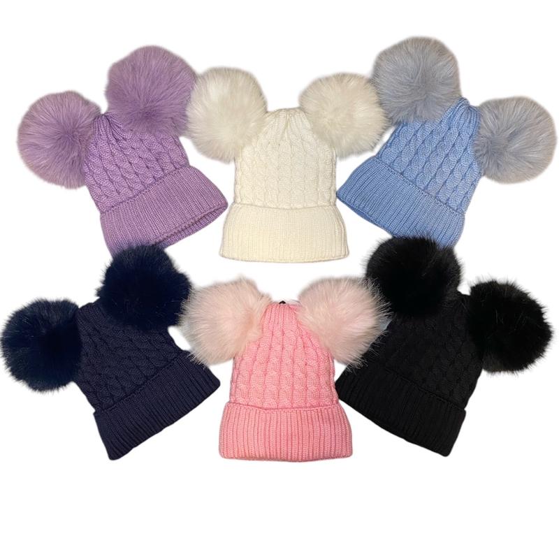 Product Introduction of Girls Double Pom Pom Hats - Age 1 To 5, Kids Fashion Accessories 5