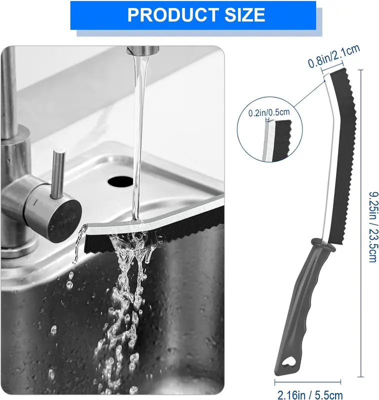 Crevice Cleaning Brush, Bathroom Tile Groove Gap Cleaning Brush, Long Handle Narrow Crevice Cleaning Tool, Small Scrub Away Cleaning Brush for Home Kitchen (2PCS), 2pcs Black 2