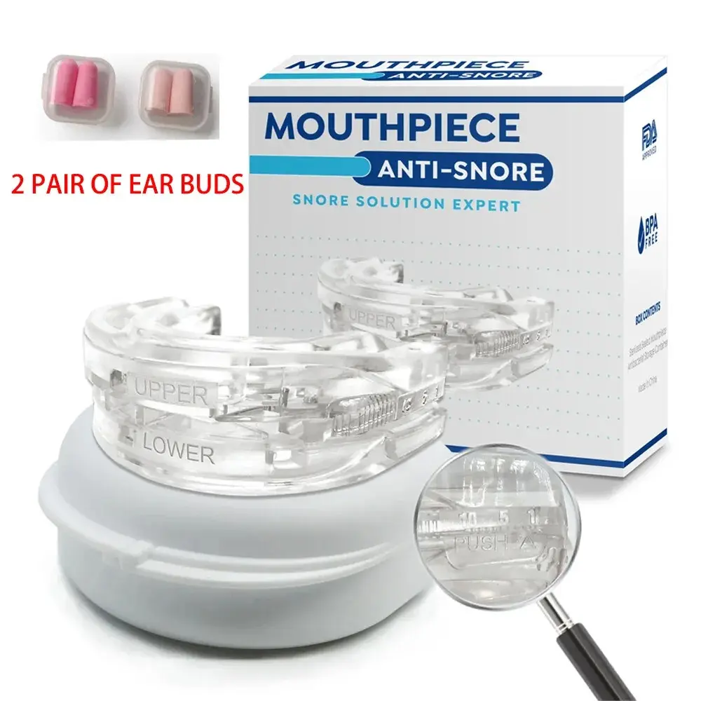 GENUINE,ANTI SNORING MOUTH GUARD, Device Sleep Aide Adjustable Mouth-Free Buds