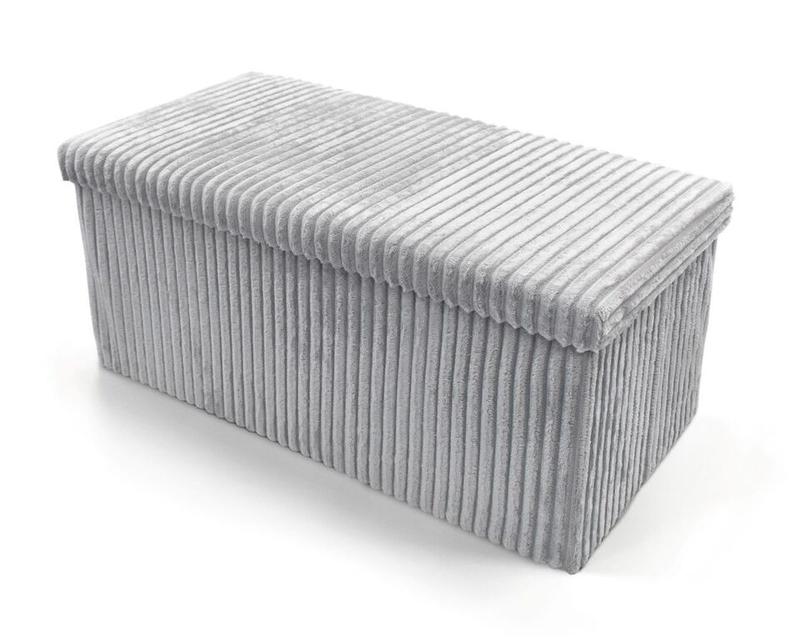 Crushed Velvet Diamante Ottoman Folding Storage Box Seat Foot Stool Bench 2 Size 6