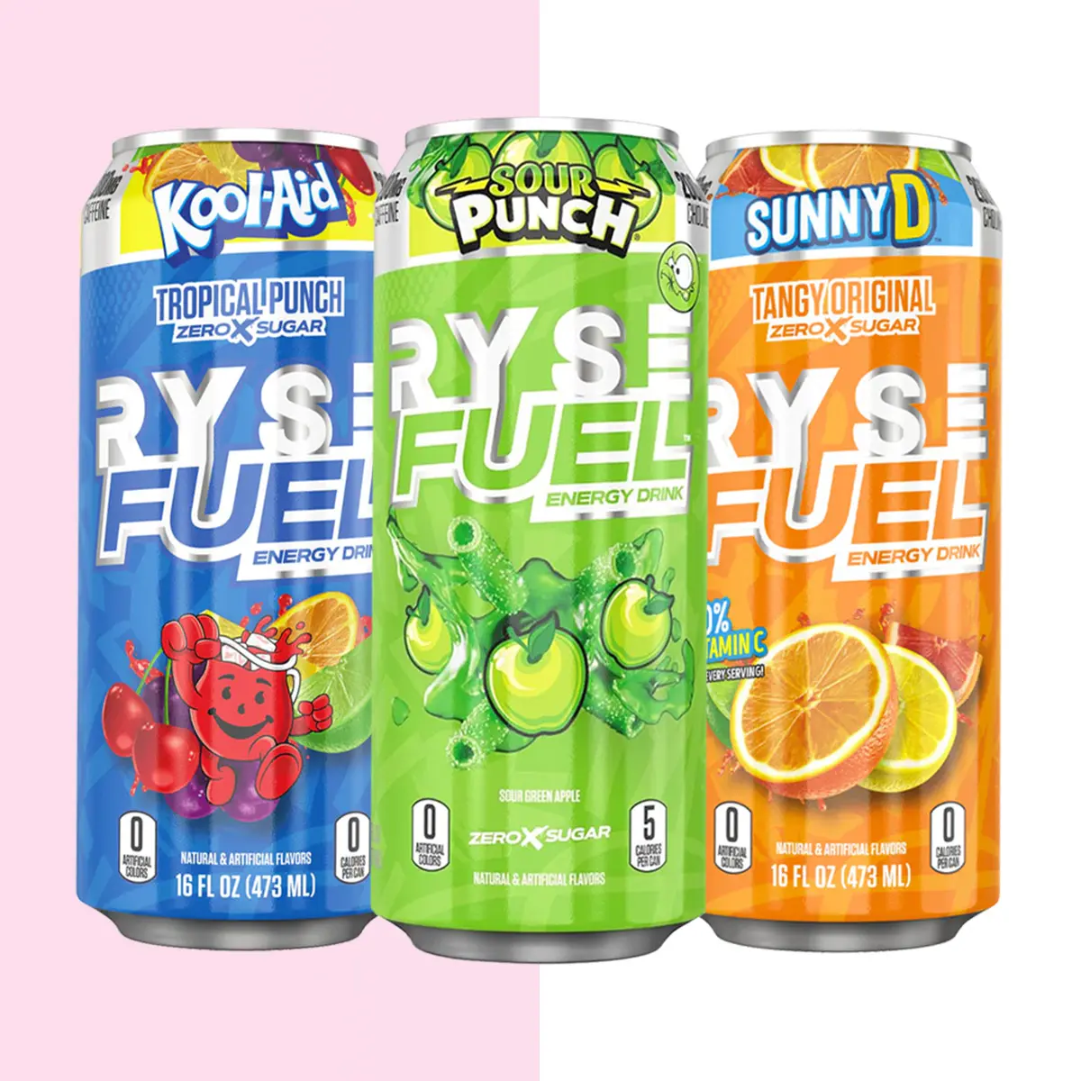 Ryse Fuel Low Calorie Sugar-Free Energy Drinks - (3x Can Bundle) monster energy