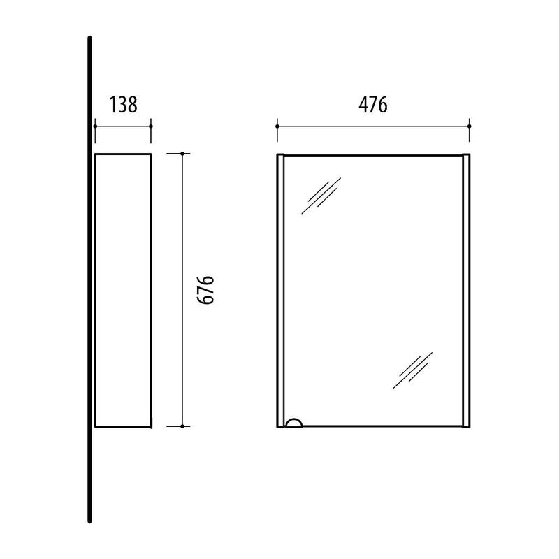Mirror Bathroom Cabinet Mirrored Wall Unit 500mm Slimline Storage Craft Oak Avir 6