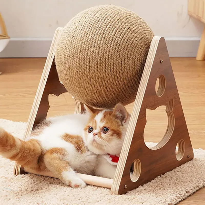 Livingandhome 360-degree Rotatable Cat Scratching Ball Natural Sisal Board Scratcher Pet Toy - Furniture Protection & Claw Grinding 1