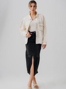 Oversized Cargo Denim Jacket | White Denim Jacket, Women's Casual Jacket, Plain Denim Jacket