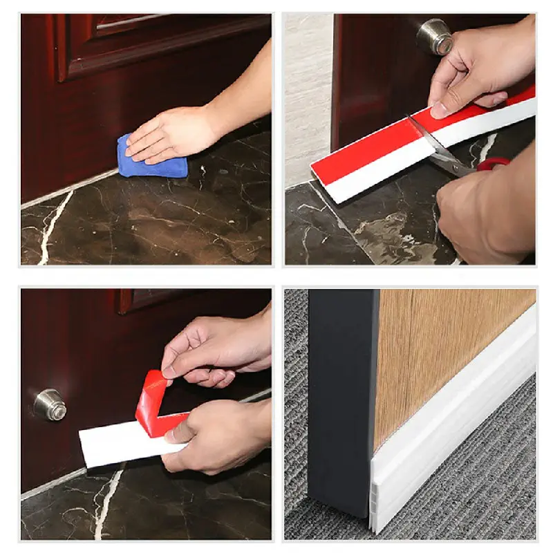 2m Draught Excluder Strong Adhesive Door Draft Stopper Soundproof Door Seal Strip for Bottom of Door - White 7