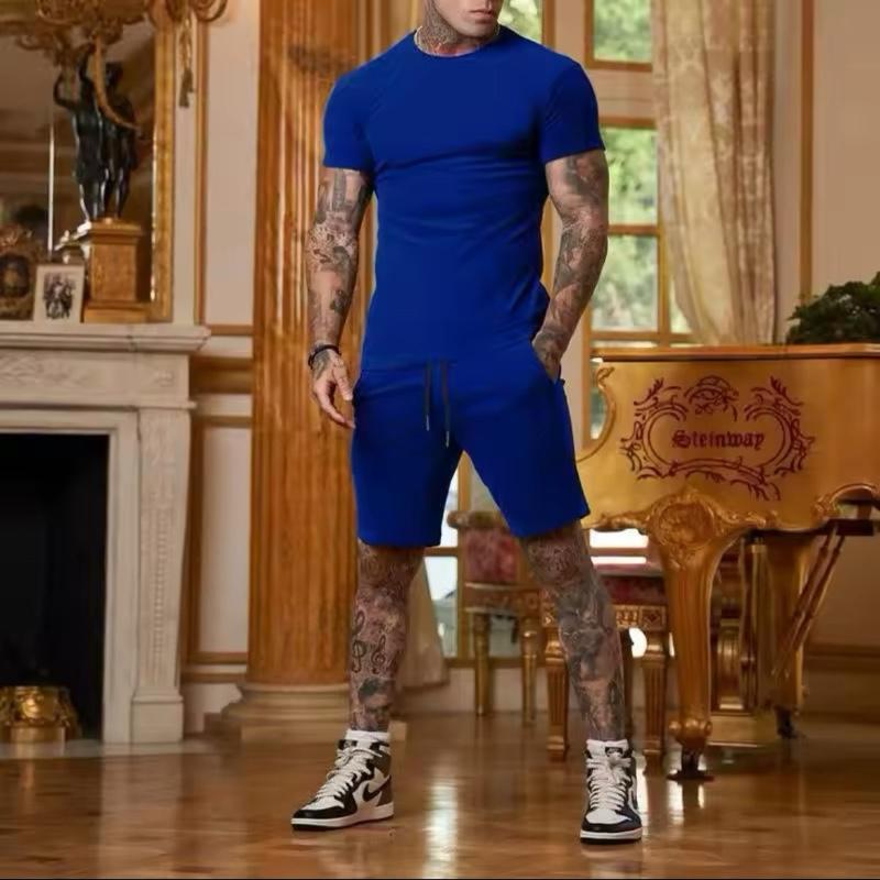 Men’s Shorts and T-Shirt Set in Over 12 Colours - Available in Multiple Colors -  Streetwear Tshirt Summer Basic Comfort, Top Breathable Clothing Fabric Menswear Outfit Day Loose Minimalist Comfortable Lightweight Outdoor Style Suit Womenswear Crewneck 1