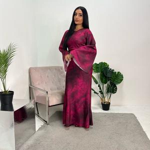 Ladies Tie Dye Print Tie back flare sleeve modest dress Onesize Uk 6-14