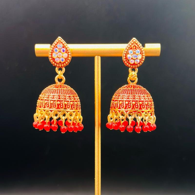 Tear Drop Shaped Dome Jhumka Earrings 3