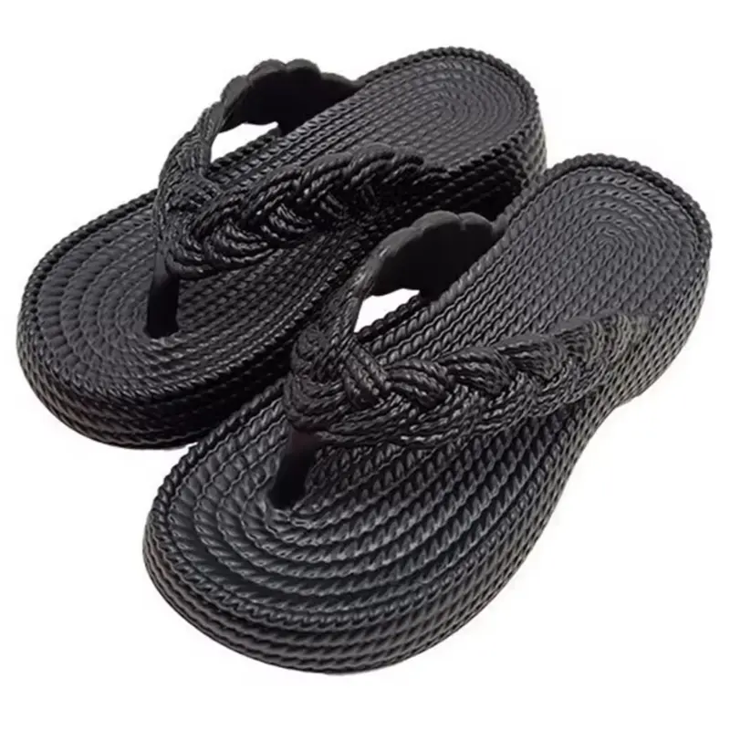 Women’s Elegant Pillow Slippers Platform Flip Flops Thick Sole Wedge Sandals Comfortable Bathroom Sandals for Summer Outdoor