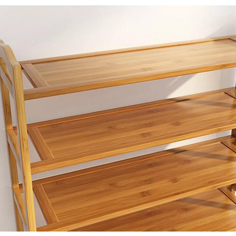 Bamboo Shoe Rack 6 Tiers with Wooden Shelves - UK Footwear Organiser 1