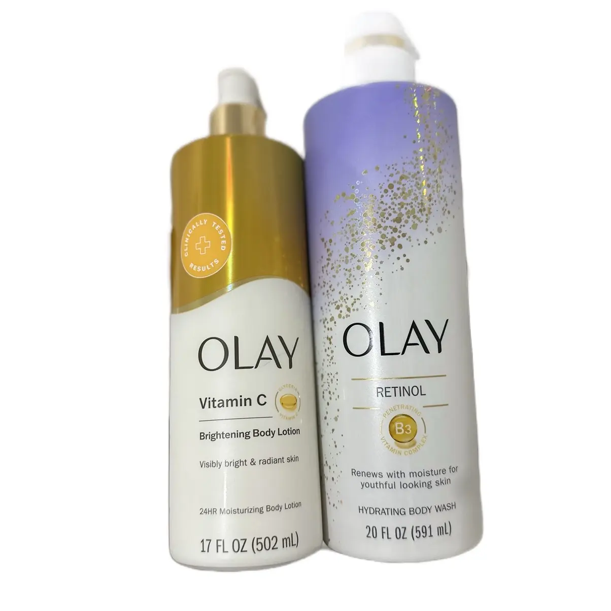 OLAY  Vitamin C Lotion and Retinol Wash  for Brighter and Smoother Skin Care - 502ml & 591ml Daily