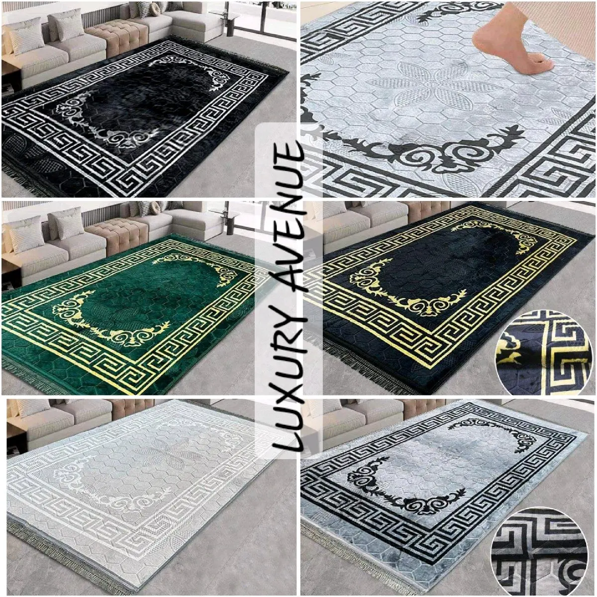 Curvy Greek Style Non-slip Machine Washable Rugs