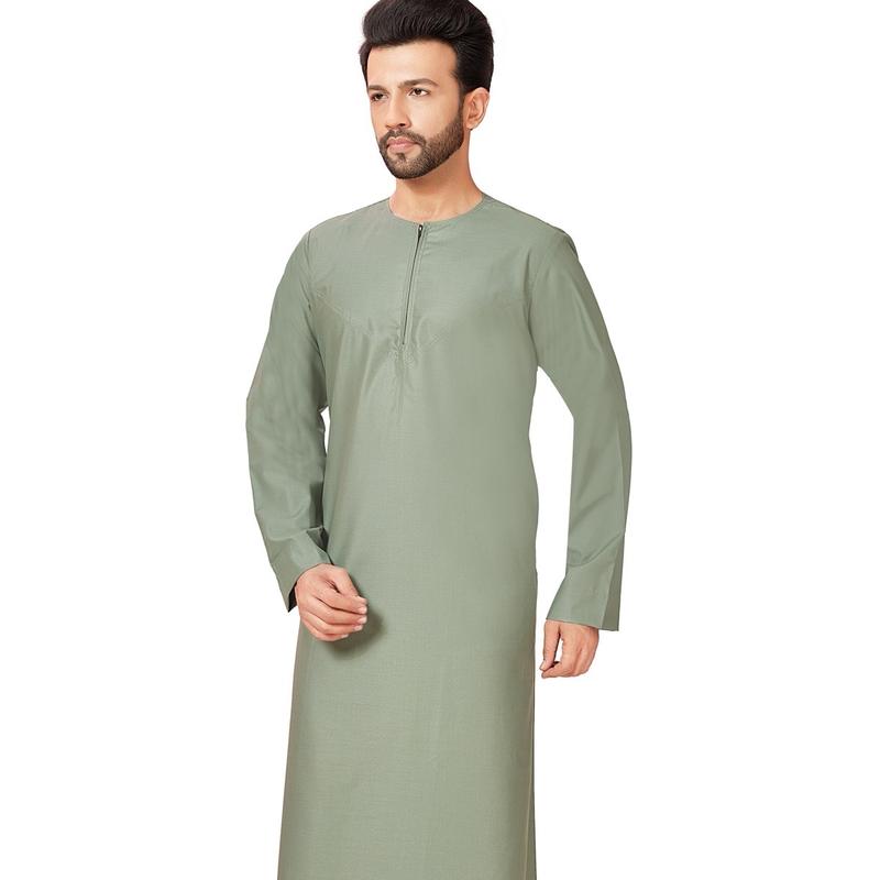 Classic Omani Thobe Men’s Jubba Mint Green Matte Cotton Finish 2