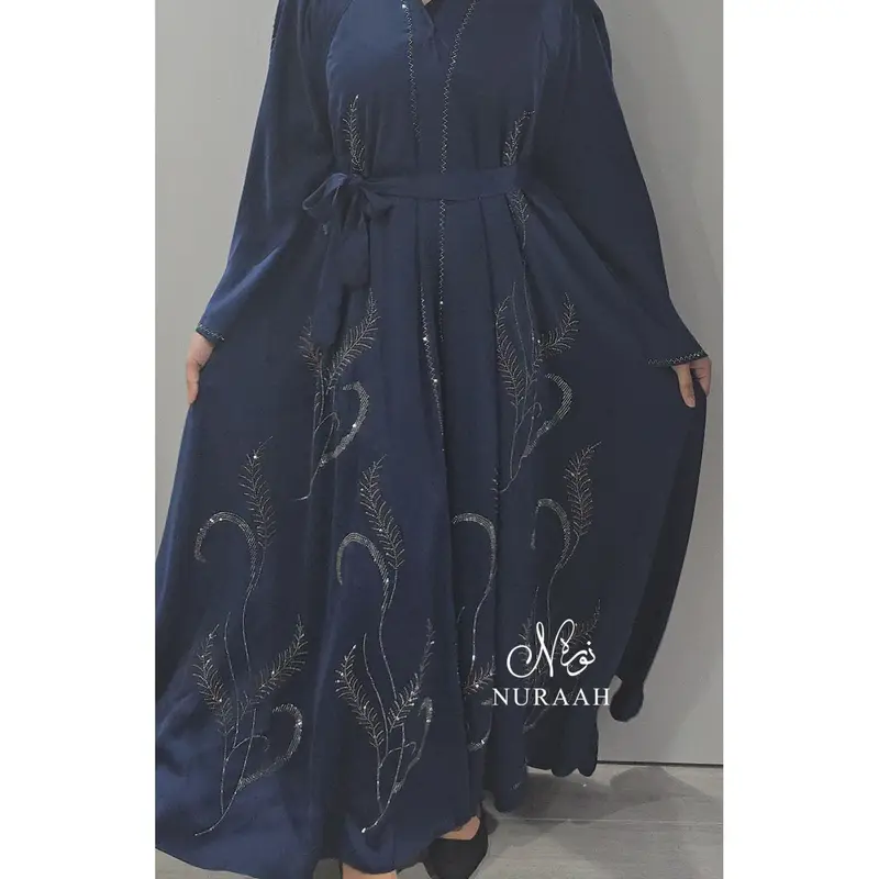 (NURAAH) SIMRA EMBELLISHED FLARED ABAYA (with scarf and belt) 2