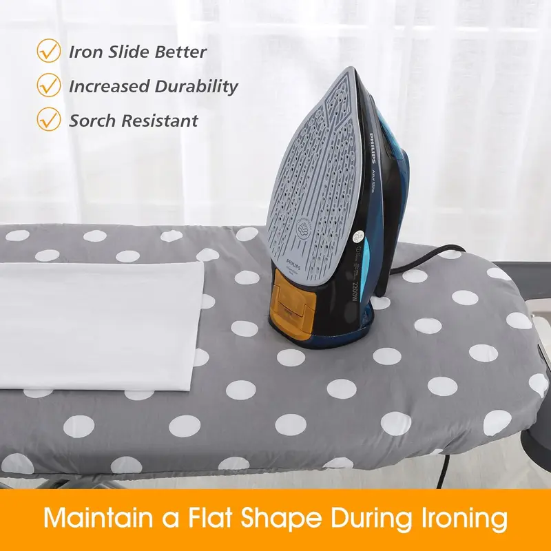 Ironing Board Cover 128 x 40cm 100% Cotton Cover with Thick Felt Resists Scorching and Staining Adjustable Size Iron Board Cover 3