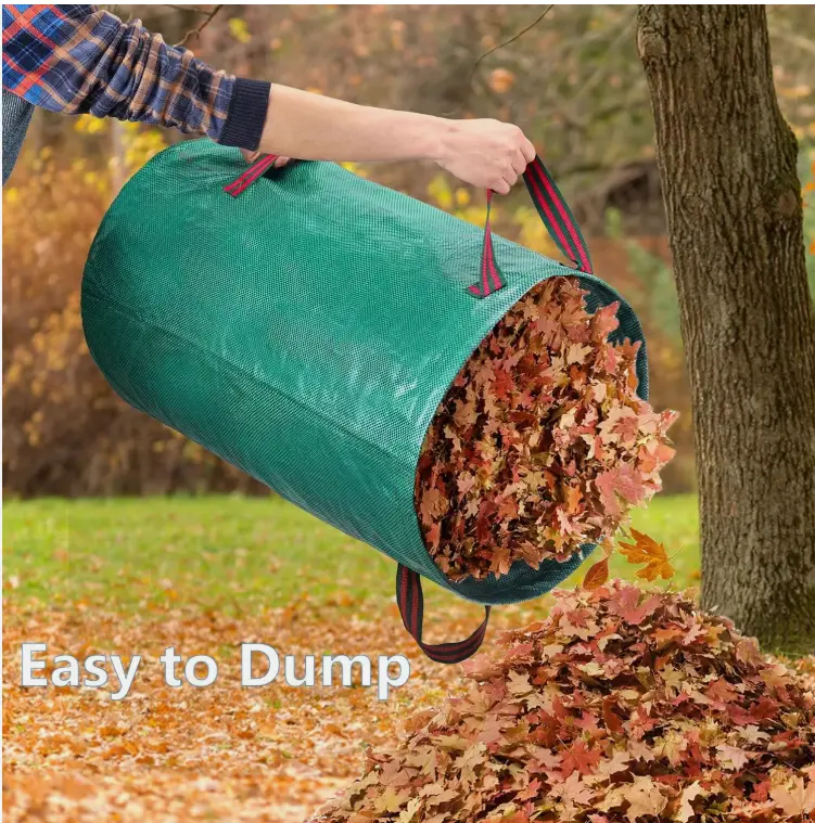 2/4PCS Heavy Duty Garden Waste Bags 272L/500L Green Reusable Storage Trash 3