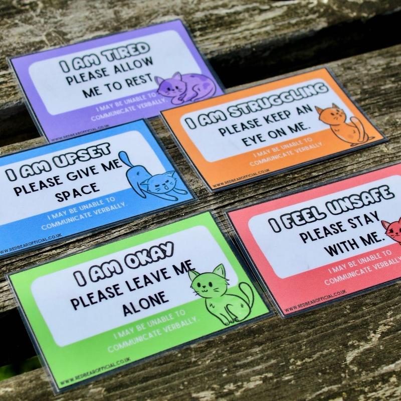 Rainbow cat communication cards | traffic light set | offer me a seat | hidden disability | chronic pain 2