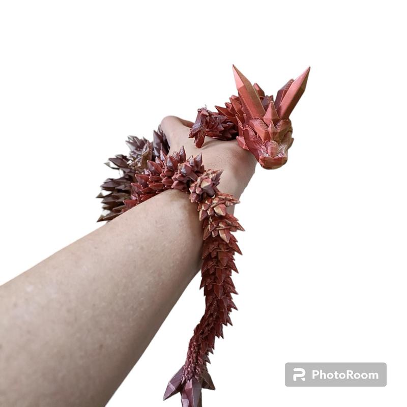 Flexi / Articulated Crystal Dragon. Large high quality 3D printed fidget / anxiety toy / ornament / sculpture Decor Gift Movable sensory 4