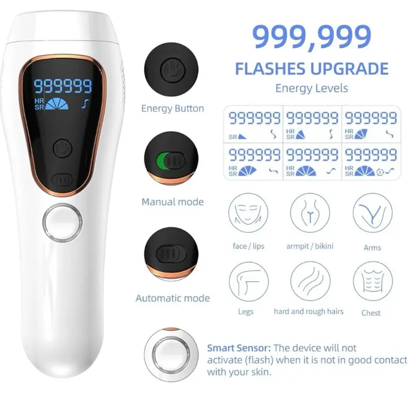 IPL Laser Hair Remover for Face and Body - Portable Electric Home Handle Permanent Removal 3
