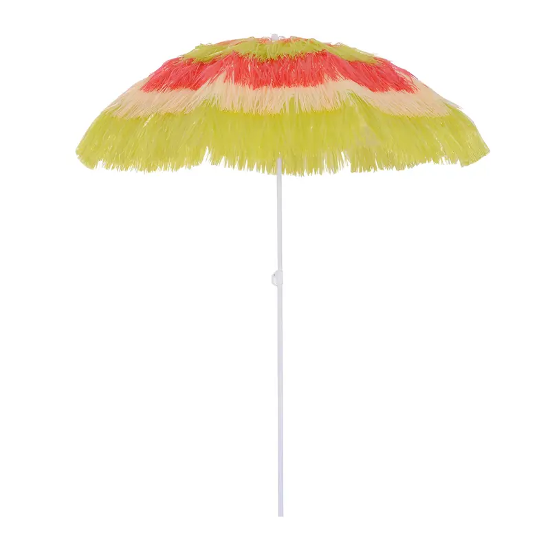 Outsunny 1.6m Patio Garden Hawaii Beach Sun Umbrella Sunshade Hawaiian Folding Tilting Crank Parasol (Multicolor) 0