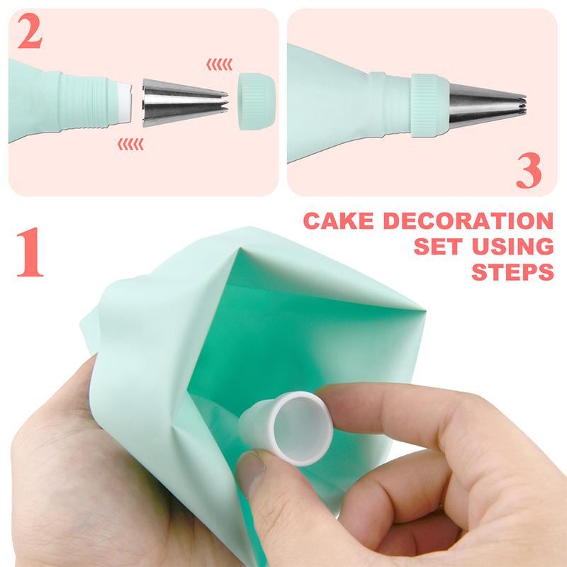 Set(15pcs) Scraper Mounted Mouth Set Silicone Cake Cream Pattern Smooth Modeling Tool Household Baking Tool 3