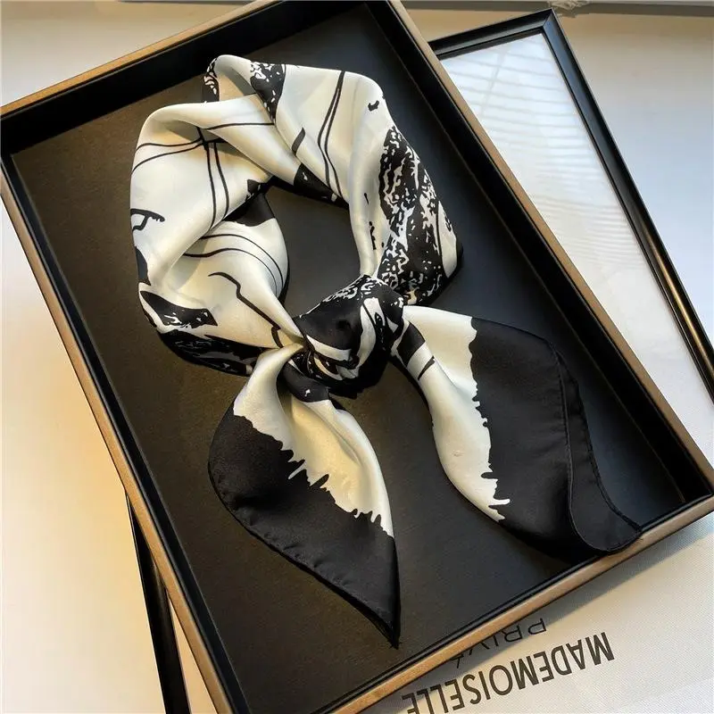 2025 Fashion Luxury Brand Women's Satin Square Scarf, Neck Tie, Hair Bandana, Headkerchief, Shawl Wrap, Hijab Echarpe 4