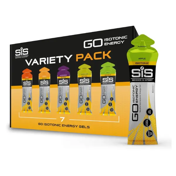 Science In Sport GO Isotonic Energy Gels - 22g Carbs, Low Sugar, Vegan, 7-Pack Variety Flavors, 60ml Each