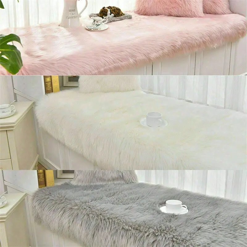 Luxurious Faux Sheepskin Area Rug - Soft, Fluffy & Machine Washable for Bedroom and Living Room Decor, White 7
