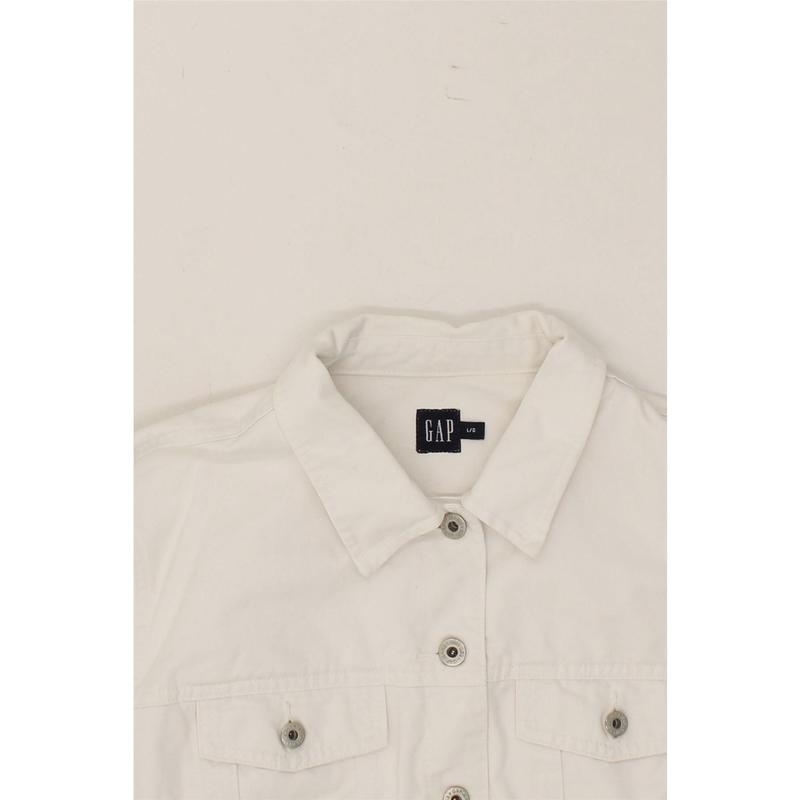 Pre-Owned Vintage GAP Womens Crop Denim Jacket UK 16 Large White Cotton 4