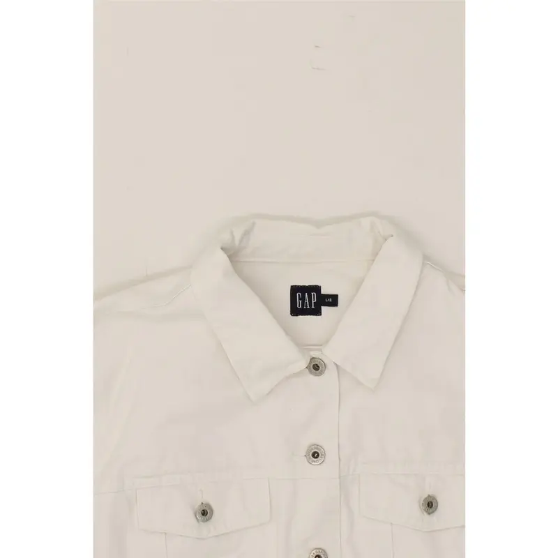 Pre-Owned Vintage GAP Womens Crop Denim Jacket UK 16 Large White Cotton 4