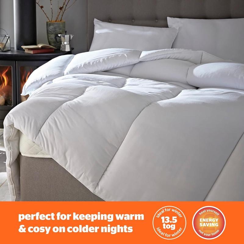 Luxury Ultra-Light Double Quilt | Anti-Allergy, All Tog, Classic Box Pattern | Hand Washable, Single Double King Super King Sizes 1