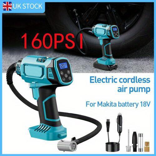 Product Introduction of 1pc Makita Cordless Air Pump for Car Tires, 18V 160PSI with 3m Power Cord & 4 Accessories, Multi-Function Wireless Electric Tire Inflator with LED Light, PVC Material 4