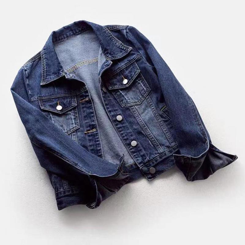 Product Introduction of Women Denim Jacket Single-breasted Chest Flap Pocket Jacket Long Sleeve Slim Short Coat Retro Ladies Denim Jackets Outerwear 4