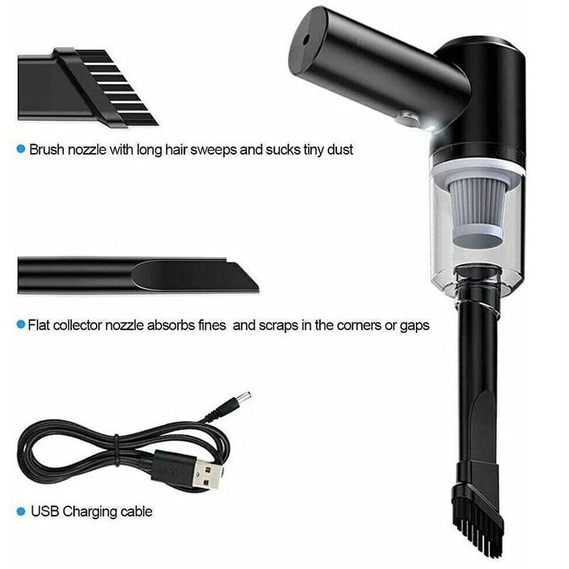 Rechargeable Wireless 120W, 6000pa Vacuum Cleaner Car & Air Duster, Handheld Vaccum Mini Power Suction USB Portable Wet & Dry Car Vacuum Cleaner with LED Light & Multi Nozzles for Car, Home, Pet 5
