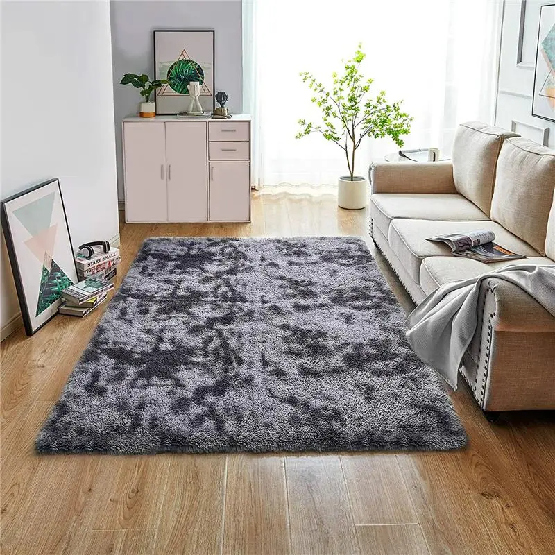 Rugs Floor Mat Large Shaggy Rug for Bedroom and Living Room, Anti-Slip Soft Carpet, Modern Style, Polyester Material silver durable multi  colour 2