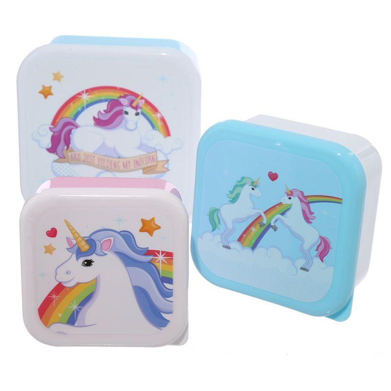 PUCKATOR Enchanted Rainbows Unicorn Set of 3 Lunch Box Snack Storage S/M/L - - Lunchbox with Multi Compartments - Small Food Containers - Lunchbox for Adults and Kids - Girls Boys Lunchbox Tableware 5