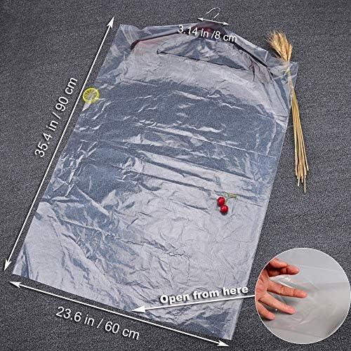 Product Introduction of 30 Pack Clear Plastic Clothes Covers 35.4inch Dry Cleaning Hanging Dust Proof Garment Bags for Home Storage Clothing Stores & Dry Cleaners. Transparent Lightweight 45