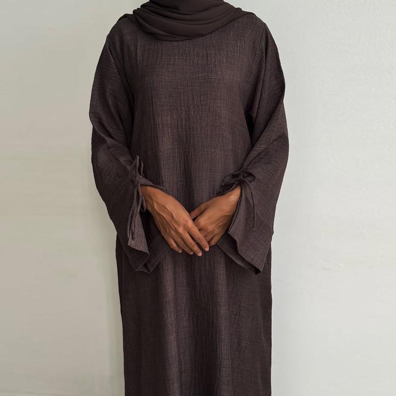 Product Introduction of Loose Closed Abaya Dress for Women, Pullover Muslim Dress, Slit Cuffs, Casual Hijabi Outwear, Dubai Islamic Clothing, Ramadan 6