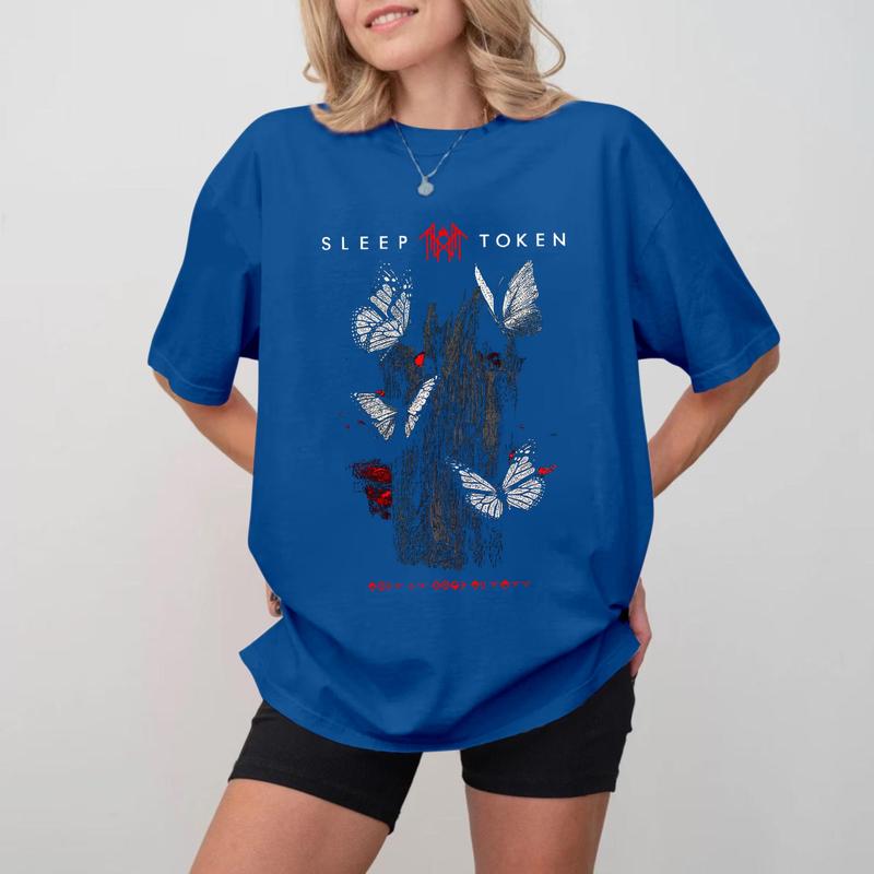 Sleep Token Butterflies Band Logo T-Shirt, Unisex Cotton For Fan For Men Women Tshirt 4