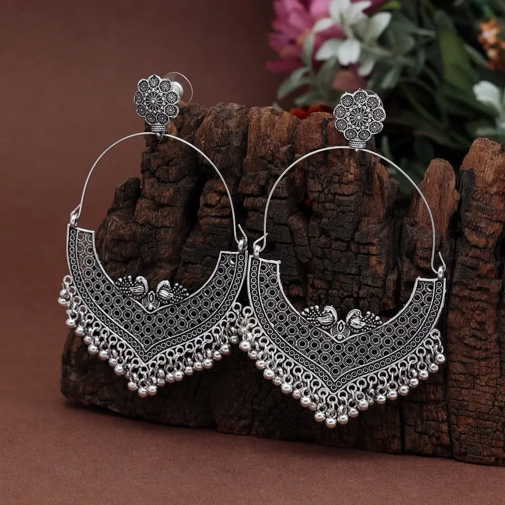 Silver Color Oxidised Earrings